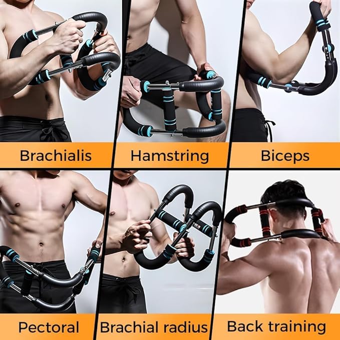 60-120lb Adjustable Twister Arm Trainer – Portable Detachable Chest , Arm Exerciser for Home/Gym/Travel, Full-Body Strength Training Equipment with Anti-Slip Grips