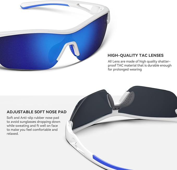 BEACOOL Polarized Sports Sunglasses for Men Women Youth Baseball Cycling Running Fishing Golf Motorcycle TAC Glasses UV400