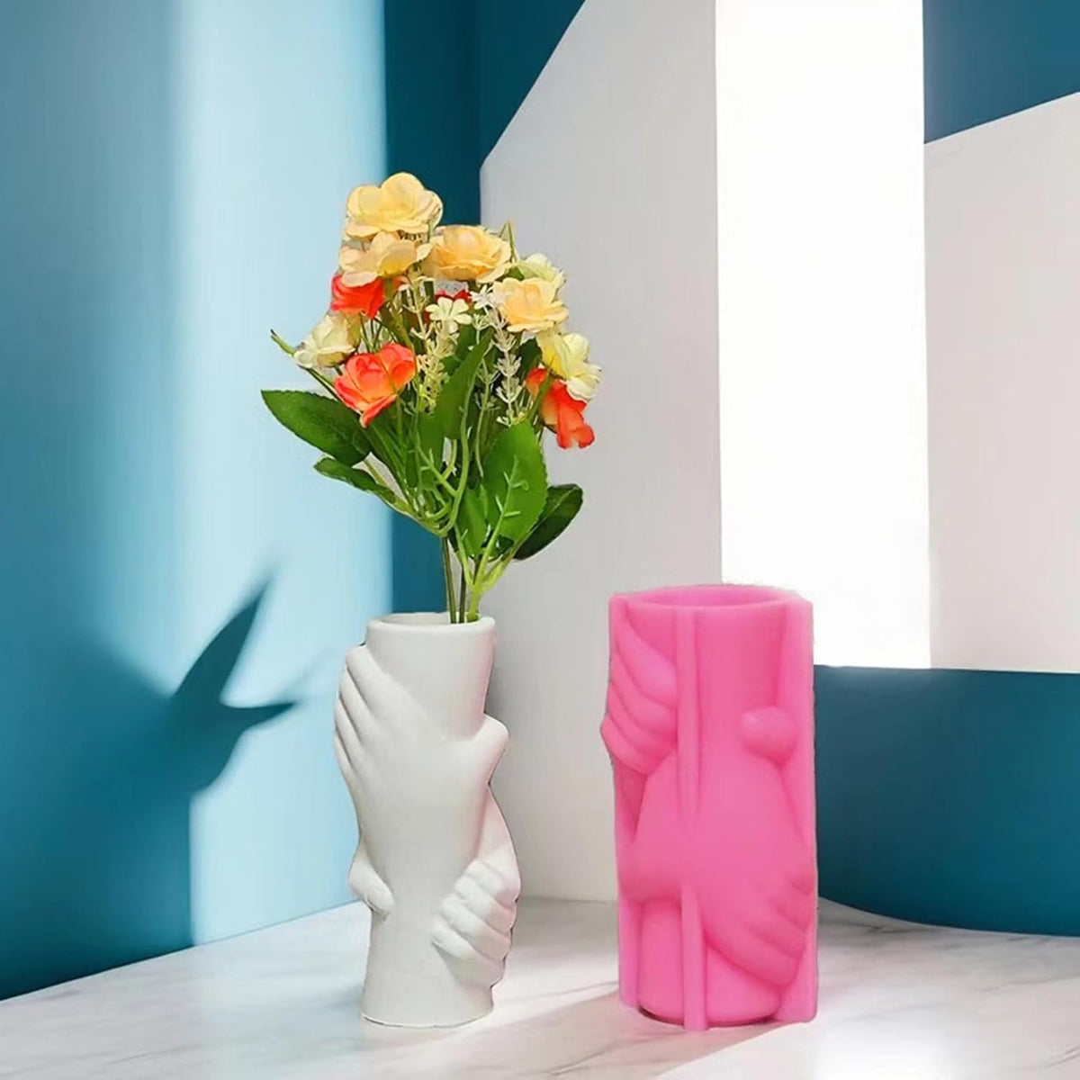 Hand in Hand Vase Cement Clay Mold Plaster Flower Pot Silicone Mold Concrete Succulent Flowerpot Pen Holder Epoxy Resin Mold