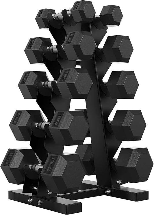 Hex Dumbbell Sets with Rack, 60-550 lb Rubber Encased Exercise & Fitness Dumbbells Set with Rack Option, Hand Weight for Strength Training, Weight Dumbbells