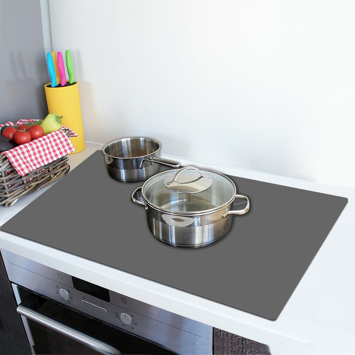 2MM Thick Silicone Countertop Mat, 31.5"x 23.6" Silicone Mats for Kitchen Counter, Nonslip Heat Resistant Mat, Large Kitchen Counter Mats, Waterproof Countertop Protector, Dark Gray