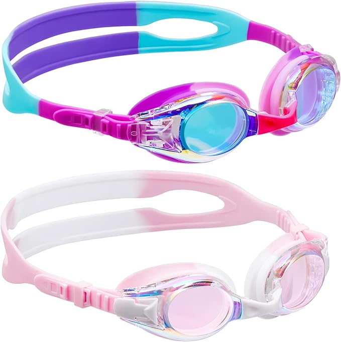 Aegend 2 Pack Kids Goggles, Swimming Goggles for Kids Age 4-16 Boys and Girls Youth, Anti-Fog Waterproof Anti-UV Pool Goggles