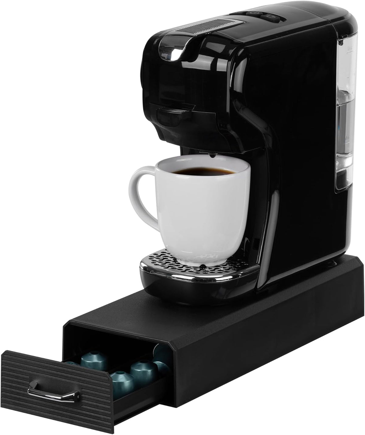 Navaris Coffee Pod Holder, Black - Compact, Space Saving Coffee Capsule Storage Holders - Durable Espresso Organiser Station - Coffee Machine Drawer Ideal for Small Kitchens