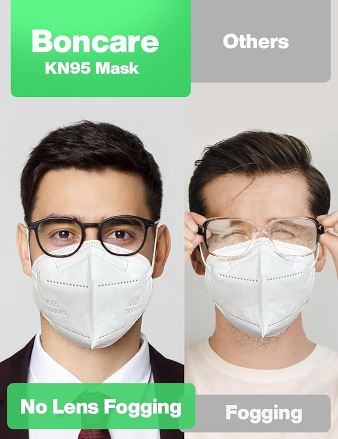 Boncare KN95 Face Mask 30 PCs, 5-Layer Face Mask for Men & Women, Updated Breathable, Comfortable (White)