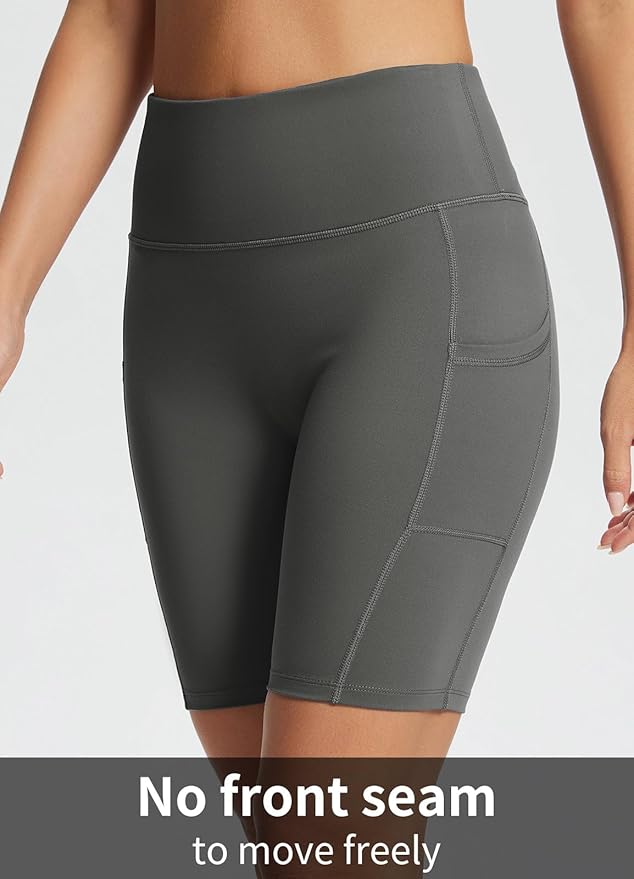 baleaf Women's 8"/ 5"/ 3" Biker Shorts High Waist Yoga Workout Gym Running Volleyball Spandex Shorts with Pockets