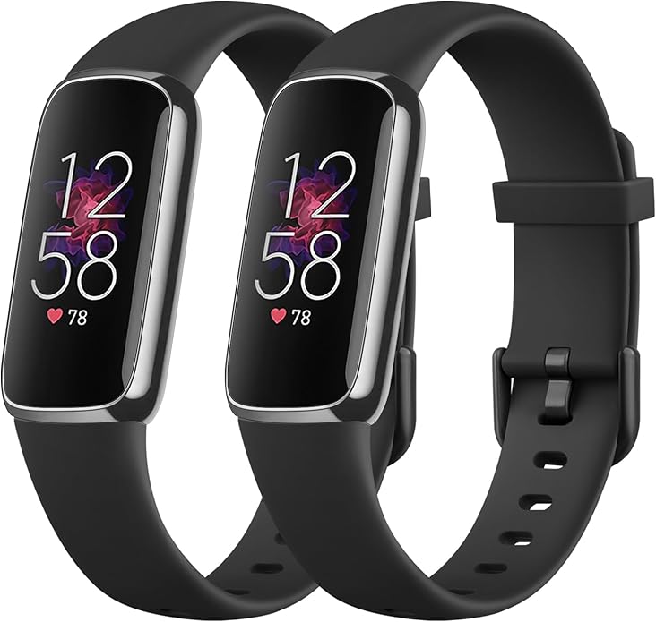 2-Pack Bands for Fitbit Luxe Bands for Women Men, Soft Silicone Wristband Replacement Strap for Fitbit Luxe Special Edition Fitness Tracker