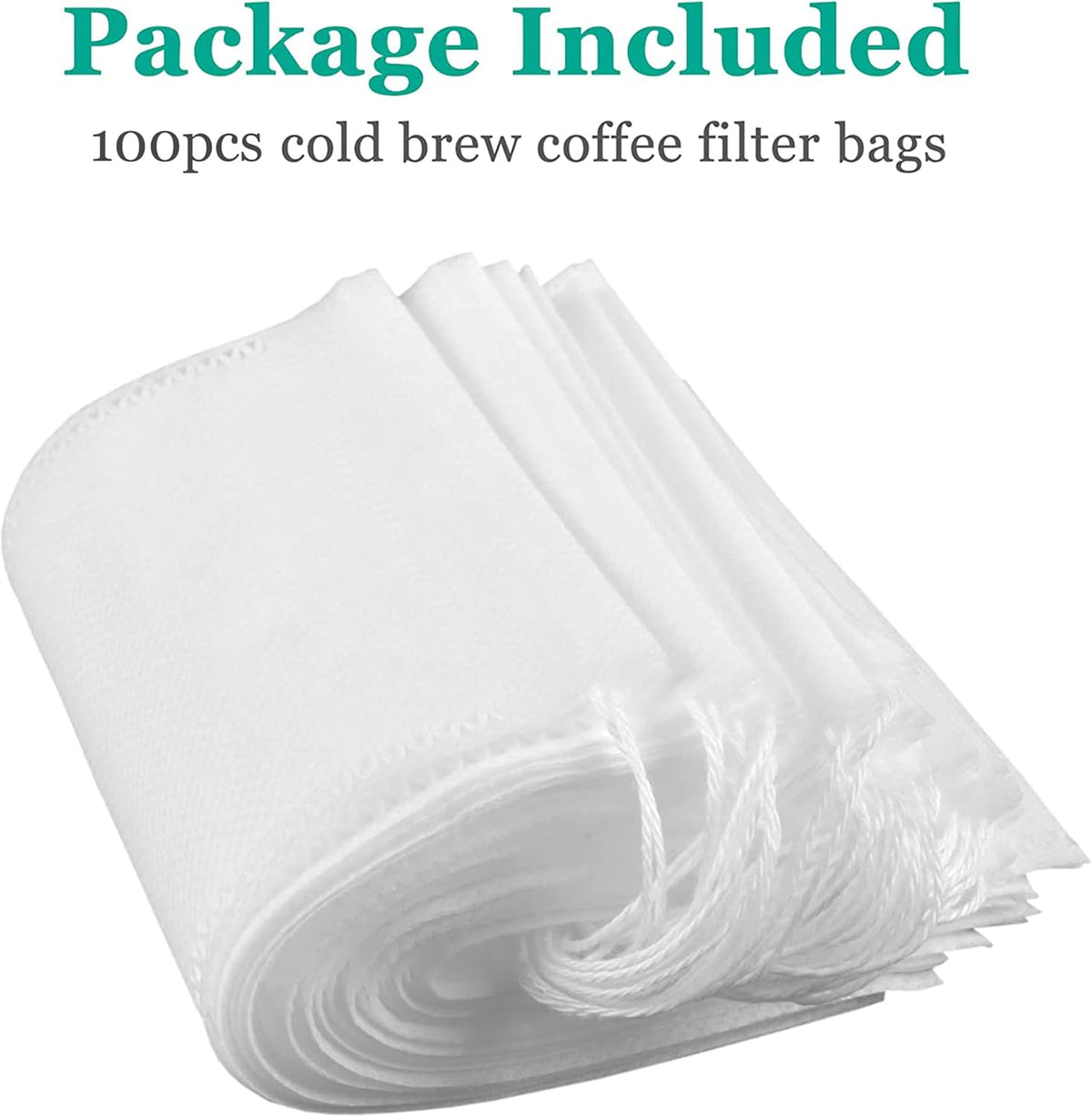 Yzurbu 100pcs Cold Brew Coffee Bags, 6'' x 8'' No Mess Disposable Filter Bag with Drawstring for Coffee Grounds & Ice Tea