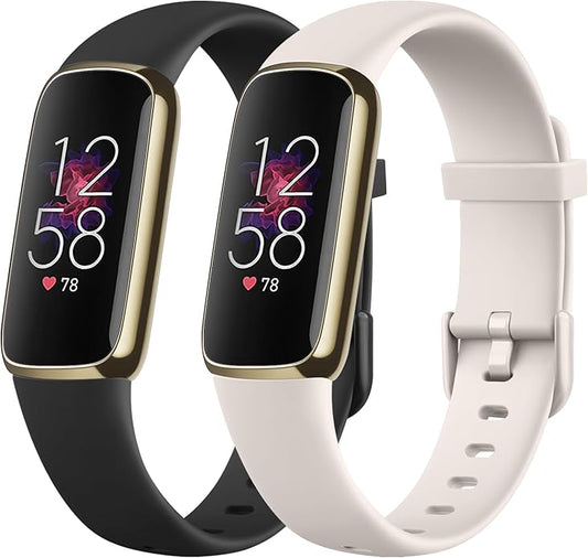 2-Pack Bands for Fitbit Luxe Bands for Women Men, Soft Silicone Wristband Replacement Strap for Fitbit Luxe Special Edition Fitness Tracker