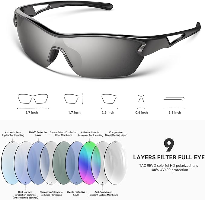 BEACOOL Polarized Sports Sunglasses for Men Women Youth Baseball Cycling Running Fishing Golf Motorcycle TAC Glasses UV400