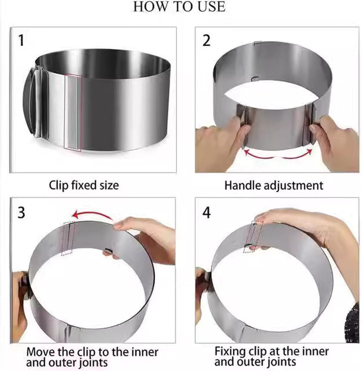 HcirjhieCake Mold-Cake Ring-Adjustable Round Stainless Steel 6 to 12 Inch Cake Mold - Stainless Steel 3 inch Dessert Mousse Molds withCake Baking Supplies（2-piece set）