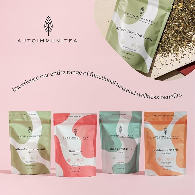 AutoimmuniTea – Soothing Tea Bags for Allergy Relief and Sinus Relief, Organic, Caffeine Free and USDA Certified, Blend of Lemon Balm, Ginger, Nettle, and Licorice, AIP Friendly