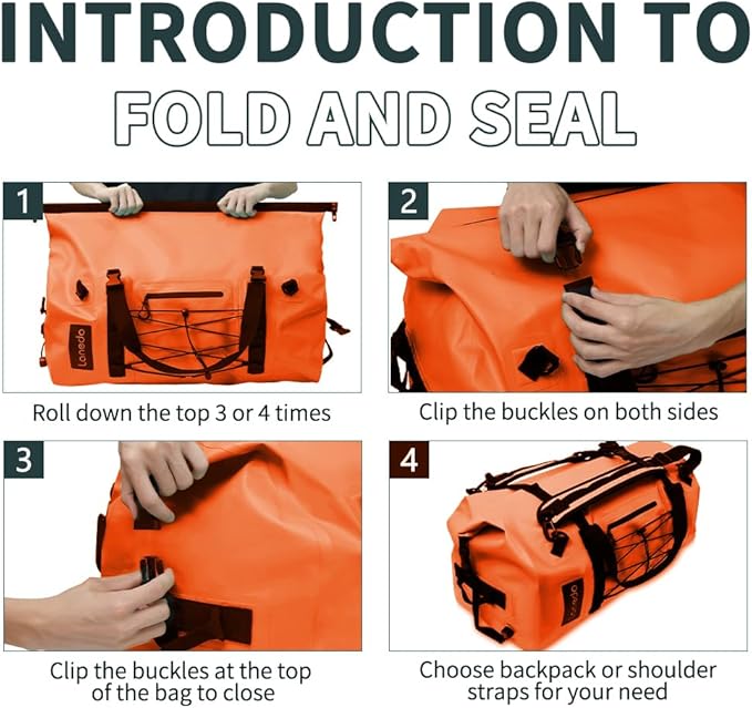 80L Dry Bag Large Waterproof Bag Roll-Top Heavy Duty Fishing Duffel Bag with Durable Straps & Handles for Kayaking Paddle boarding Boating Rafting Fishing