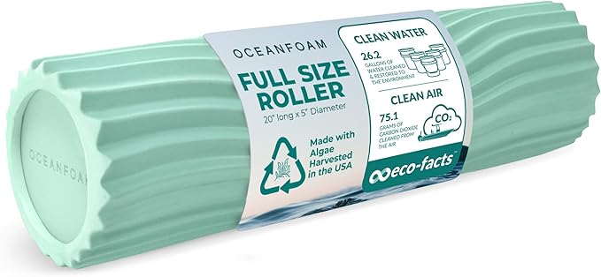 Oceanfoam Tidal Roller - Seafoam - Muscle Massage Foam Roller for Back Pain & Stretching - Firm and Ergonomic Wide Wave Textured - Yoga, Athletics, & Wellness - Full Size, 20" x 5"