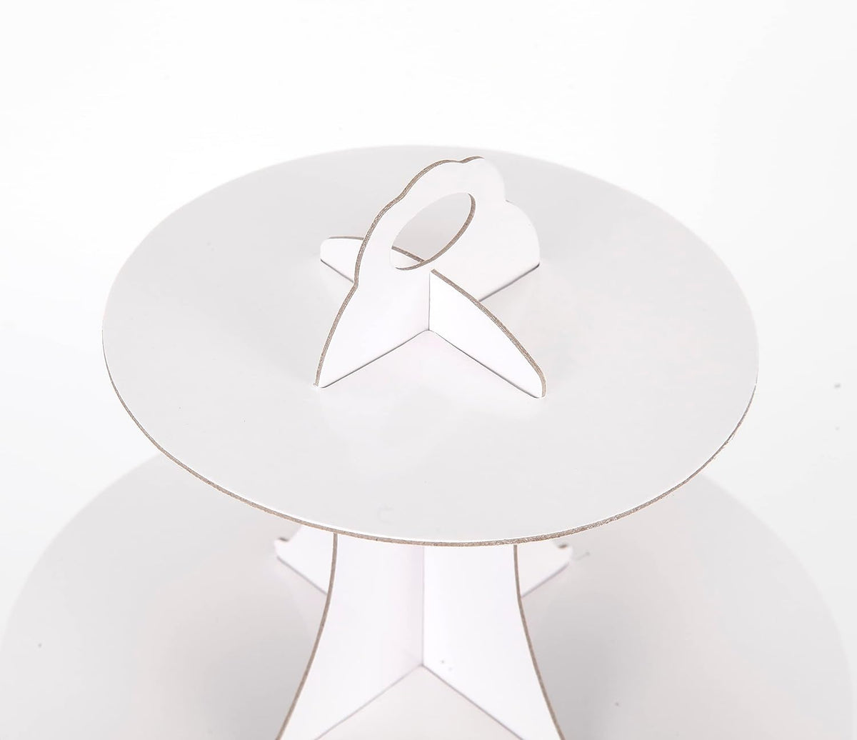 2Pcs 3-Tier Cupcake Stand, Cake Stand holder, Tiered DIY Cupcake Stand Tower for Dessert Table Displays, Birthday Theme Party Favors Decoration, Floral Tea Party, 12" W x 12.8" H, White