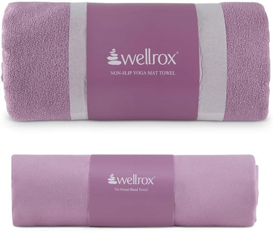 Yoga Towel Non Slip - Hand & Mat Towel for Yoga, Pilates & Fitness (Lavender)