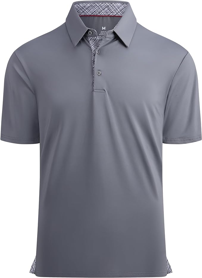 Alex Vando Mens Golf Shirt Moisture Wicking Quick-Dry Solid Short Sleeve Polo Shirts for Men