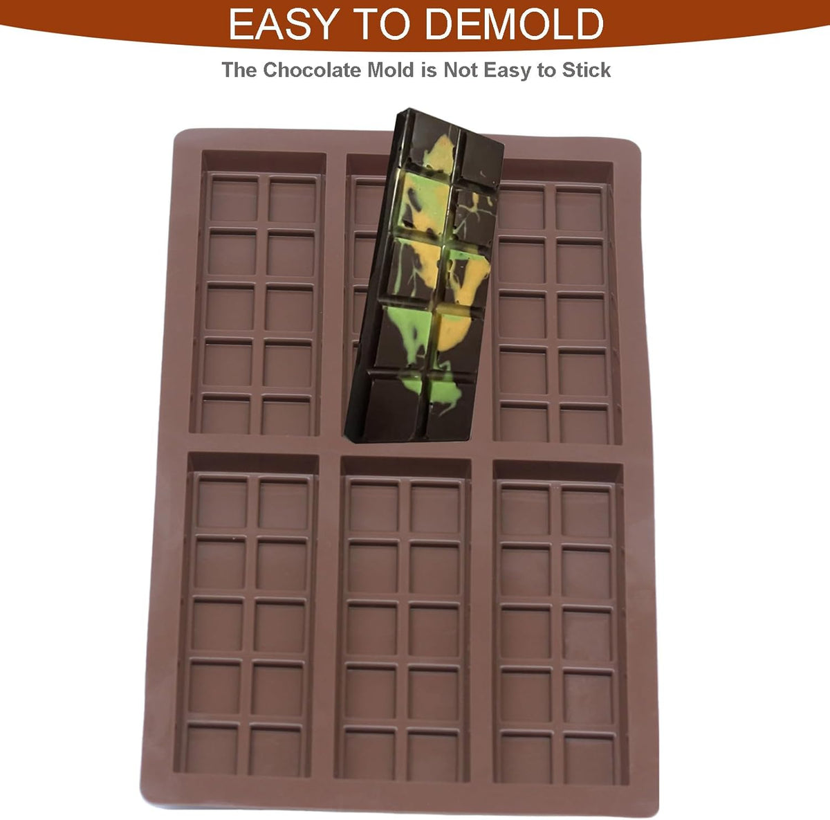 Dubai Chocolate Mold-Non-Stick Chocolate Bar Mold, Food Grade Silicone Deep Mold for Chocolate Stuffed Bar,Candy, Snacks,DIY Treats & Homemade Gifts (10 Snap)