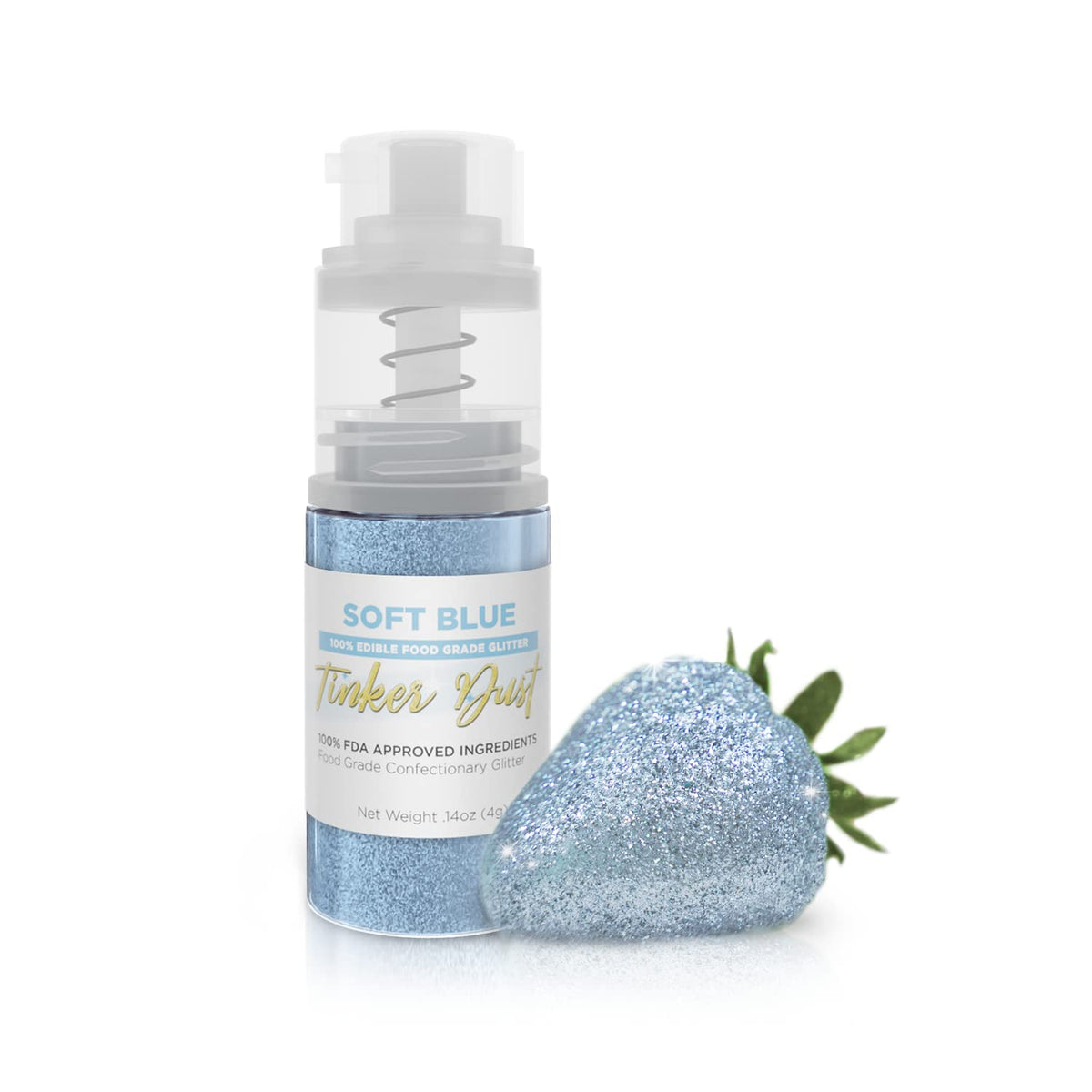 Bakell - Soft Blue Tinker Dust (4g, 1x Mini Spray Pump) Edible Glitter for Food, Desserts, and Beverages!