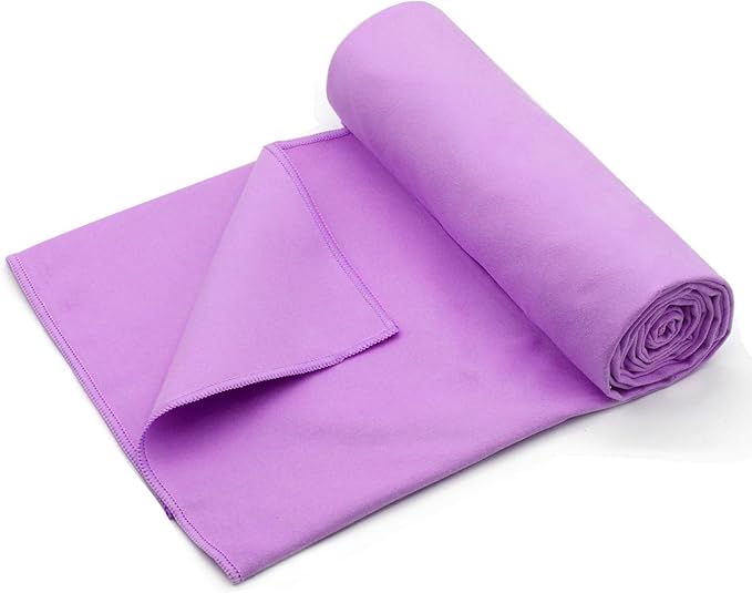 Eunzel 2 Pack Hot Yoga Towel Non Slip Yoga Mat Towel Non-Slip Sweat Absorbent Microfiber Towel for Hot Yoga, Pilates and Workout 72" x 26.5", Blue/Purple