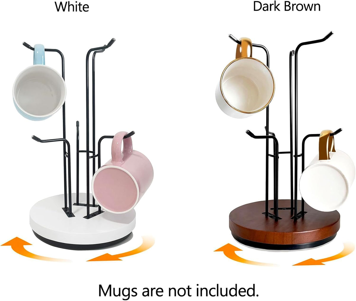 360° Rotated Mug Holder Tree, Coffee Cup Holder with 6 Hooks