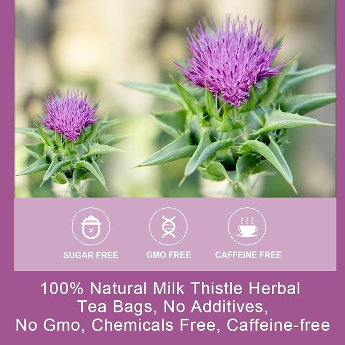BlendArt Teas - Milk Thistle Seeds Herbal Tea - 50 Count - Pyramid Tea Bag | For Liver Detox support | Reduce inflammation | Refreshing Peppermint with lemon flavour - Caffeine Free | Ziplock Pouch