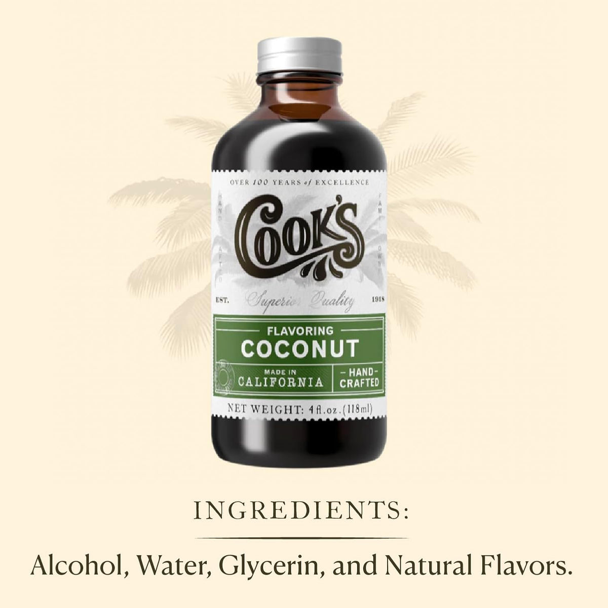 Cook's, Coconut Flavoring for Cakes, Cookies, Pastries, Ice Creams, Smoothies, 32 oz