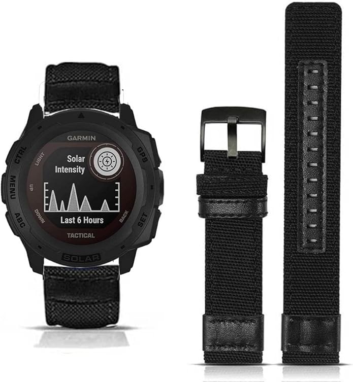 22mm Military Nylon Watch Bands for Garmin Instinct/Instinct 2 Solar, Durable Fabric Sport Strap Replacement Wristband Bracelet for Garmin Instinct Tactical/Esports/Tide/Instinct Solar