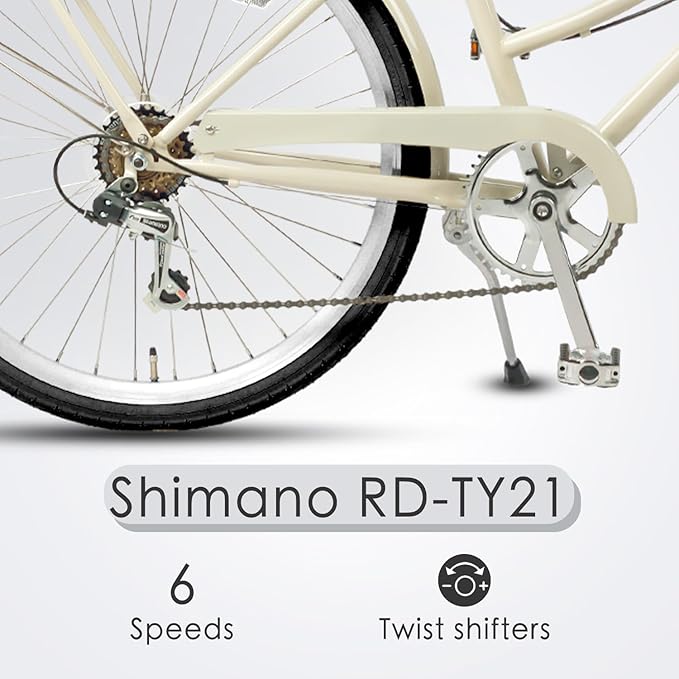 AVASTA Astrid Vela Hybrid Bike for Adult Women Female Lightweight Step Through 26 Inch High Tensile Steel Frame City Commuter Comfort Lady Bicycle, 6-Speed, Multiple Colors