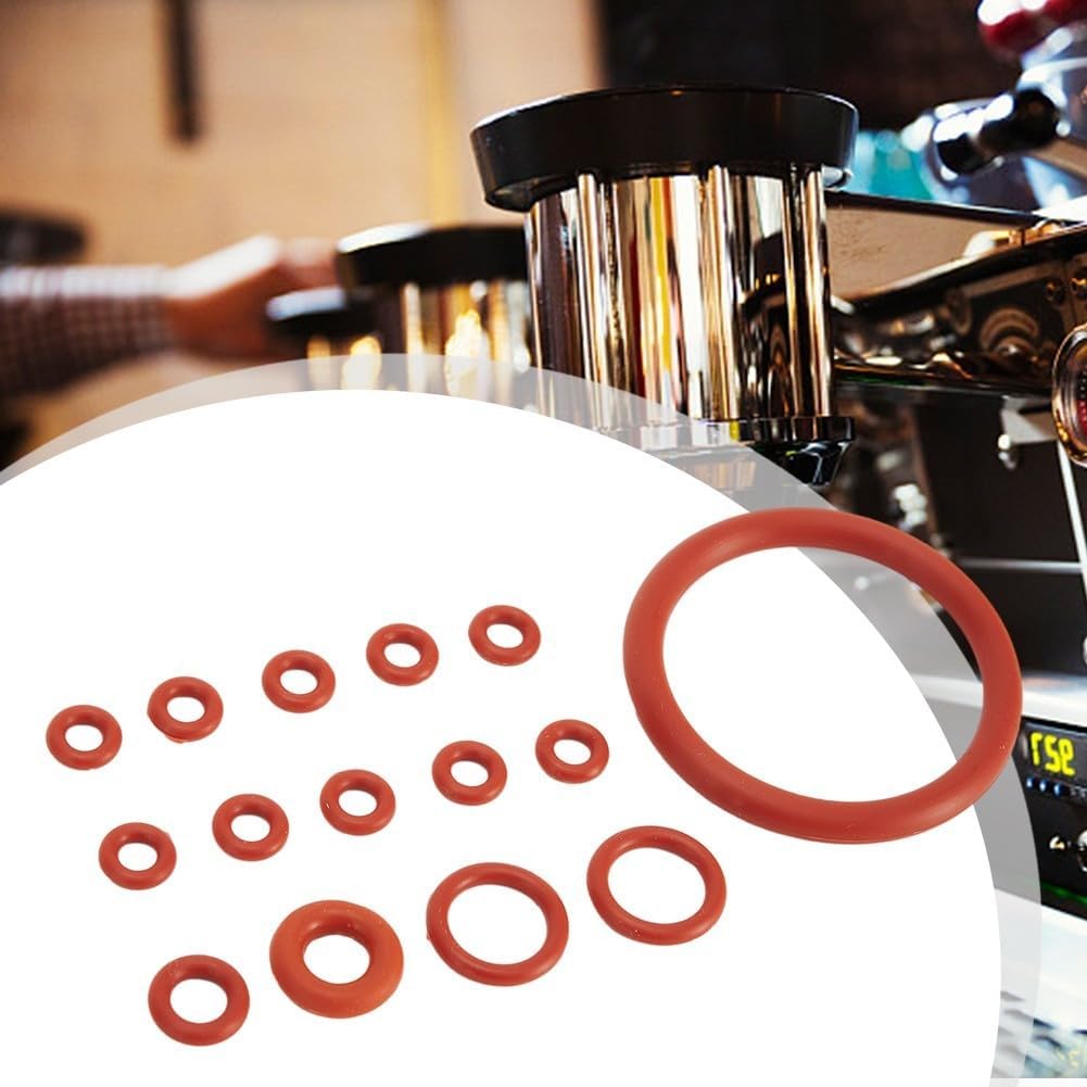 Silicone O-Ring Seal Gasket Set for Coffee Machine Maintenance, 15 Pieces Replacement Kit for Saeco for Gaggia Espresso Maker Repair
