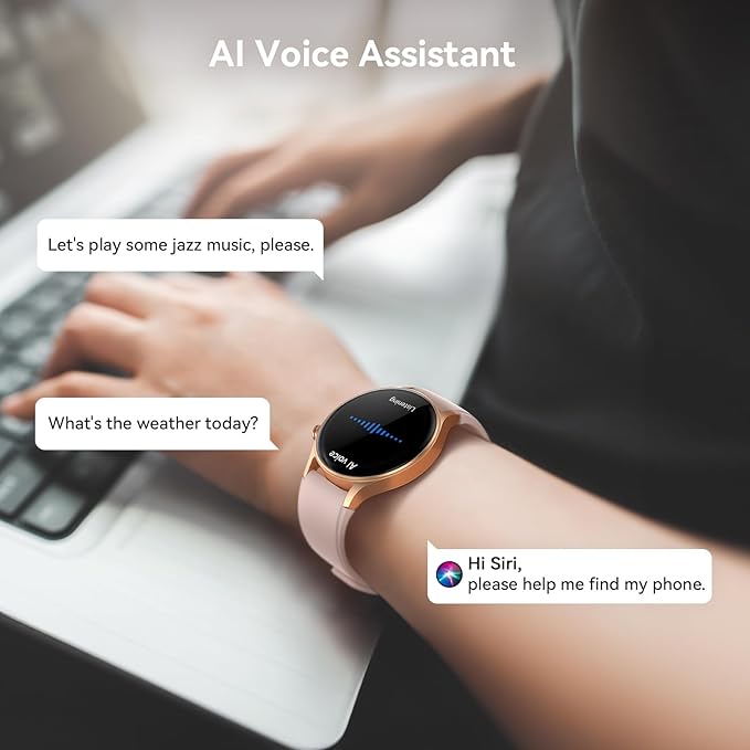 aeac Smart Watch for Women, 1.32'' AMOLED Ultra-Clear Screen Activity Trackers with Heart Rate/Sleep/SpO2 Monitor, Smartwatch for iPhone/Samsung/Android, 110+ Sport Modes Waterproof Fitness Watch