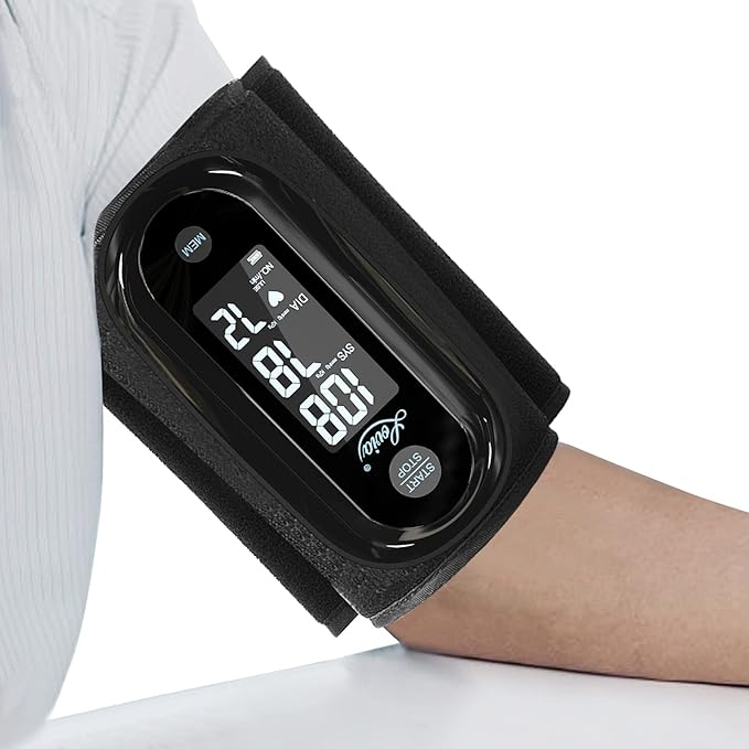 Blood Pressure Monitor Upper Arm with One Piece Design, Digital BP Machine for Home Use with Cuff Size 9-14 Inch, Portable Meter, Built-in Battery