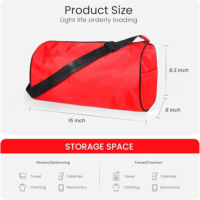 C&F BOGMOST Small Gym Bag for Women & Men,Small Lightweight Duffel Bag Carry On Bags Mini Duffel Travel Bag Waterproof Sports Bags for Workout/Sport/Travel, Red