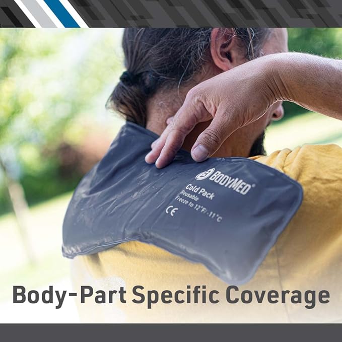 BodyMed Heavy Duty Reusable Urethane Ice Pack for Neck - Professional Grade Cold Therapy for Injuries, Aches, Swelling, Bruises, Sprains - 23 in. Long (Neck Contour)
