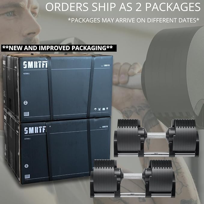 SMRTFT NUOBELL Adjustable Dumbbells | The Original All-in-One NUOBELL Adjustable Dumbbell Set | Feel Real Like Traditional Dumbbells | Highly Durable | Best 2 Year Warranty