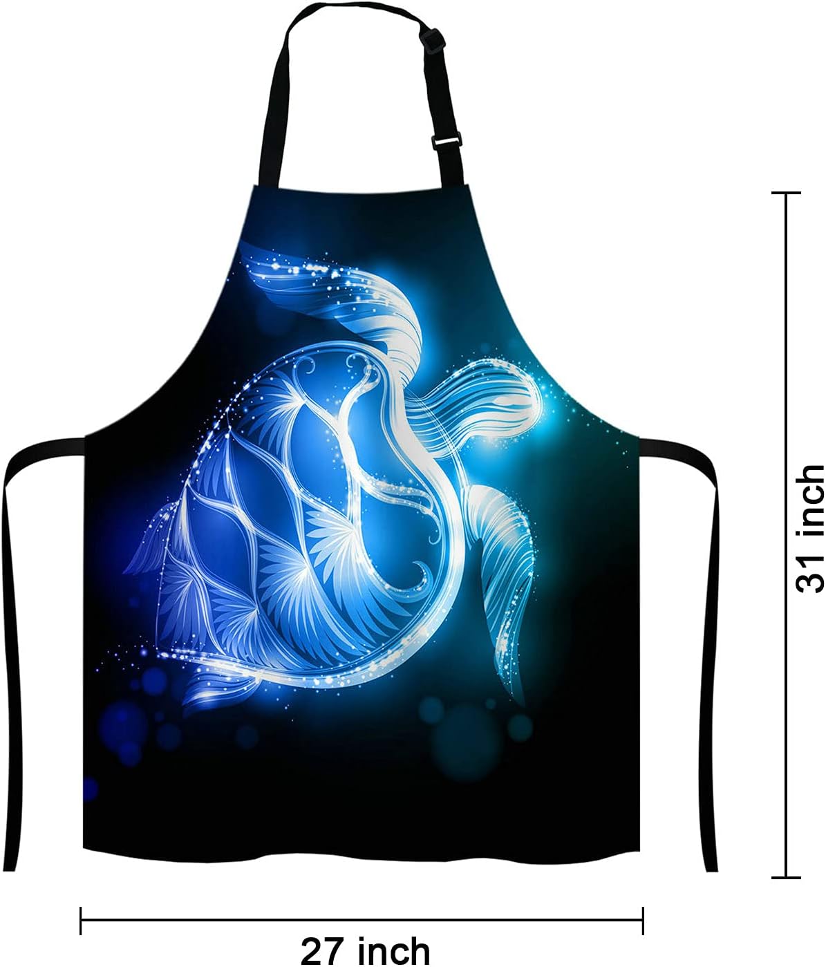 Ocean Turtle Apron for Women and Men, Galaxy Turtle Adjustable Kitchen Chef Apron for Cooking Baking - Cute Birthday, Anniversary, Mother's Day Apron Gifts for Mom Wife Girlfriend Aunt Grandma