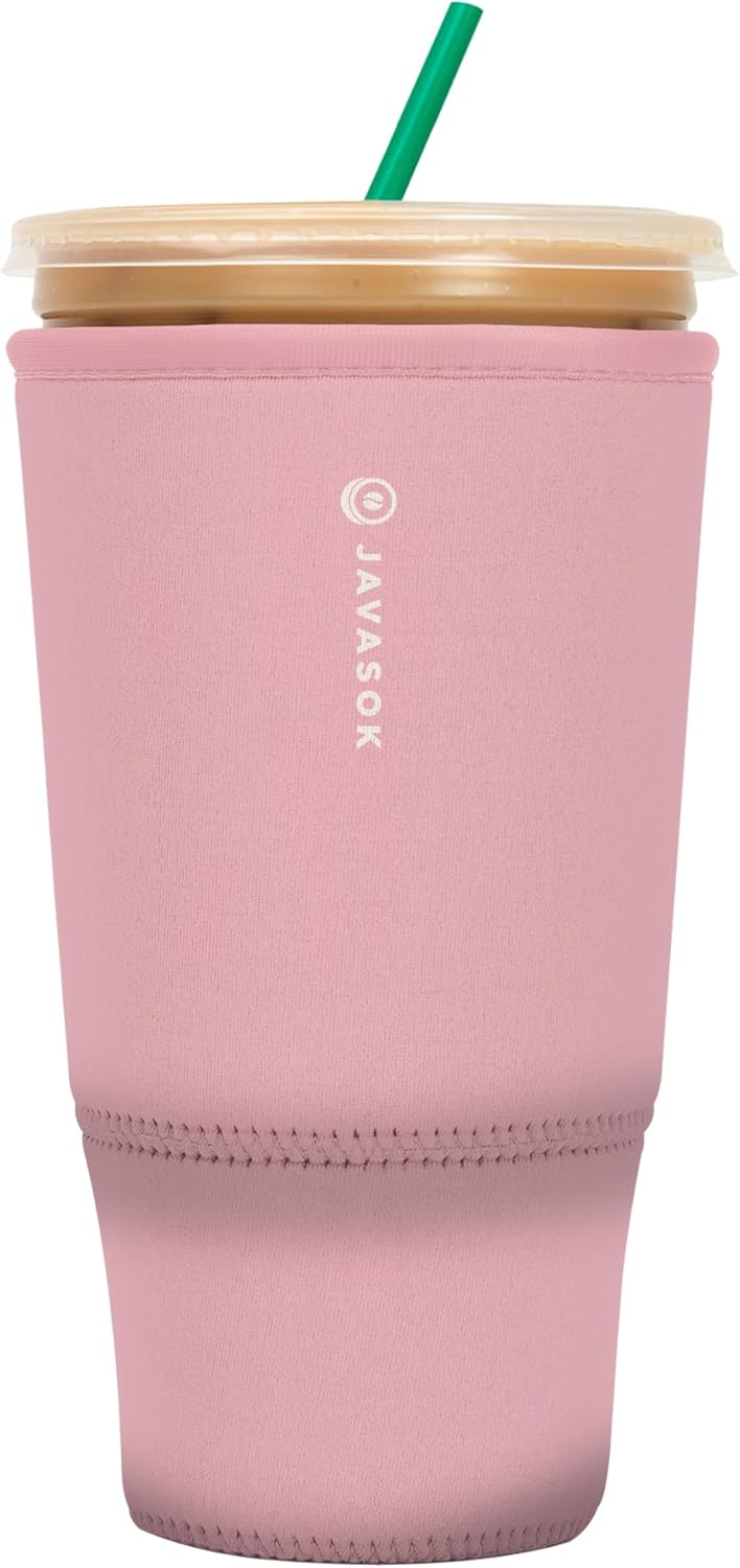 Sok It JavaSok Iced Coffee & Cold Soda Insulated Neoprene Cup Sleeve (Millennial Pink, XXLarge: 44-48oz)