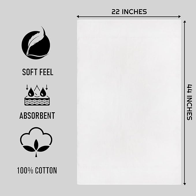 CH White Bath Towels Bulk - 22 x 44 Inches, 100% Cotton Economy Light Weight Towels for Commercial Use - Quick Dry, Ultra-Soft, and Absorbent Bulk Towels (12 Pack)