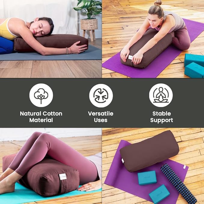 Sol Living Yoga Bolster Pillow Rectangular Meditation Cushion Cotton Meditation Accessories for Restorative Yoga Meditation Pillow Yoga Pillow Firm Body Pillow Bolster Pillow for Legs Removable Cover