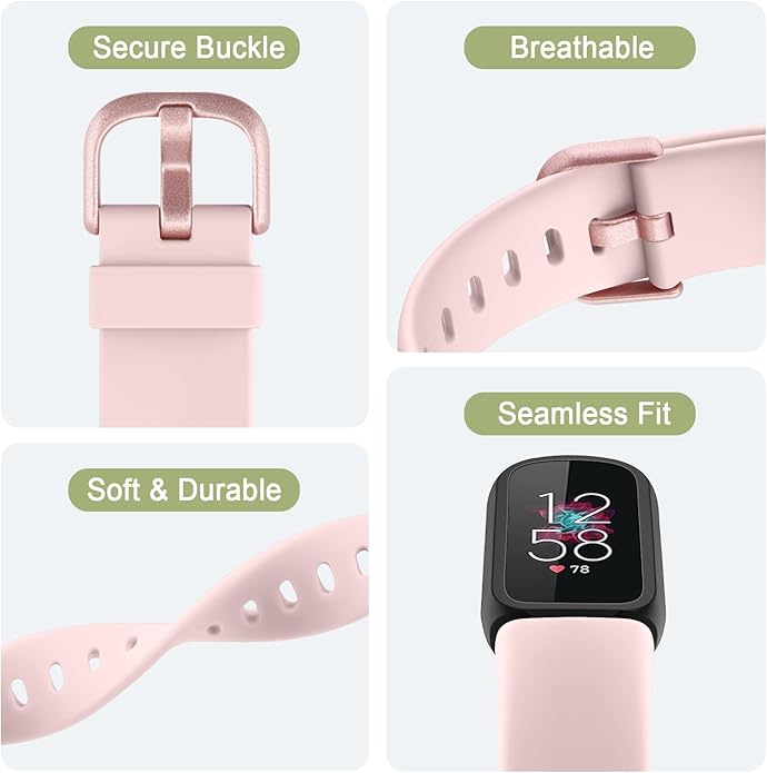 2 Pack Bands for Fitbit Luxe Bands Women Men, Soft Silicone Wristband Replacement Strap for Fitbit Luxe/Luxe Special Edition Fitness Tracker