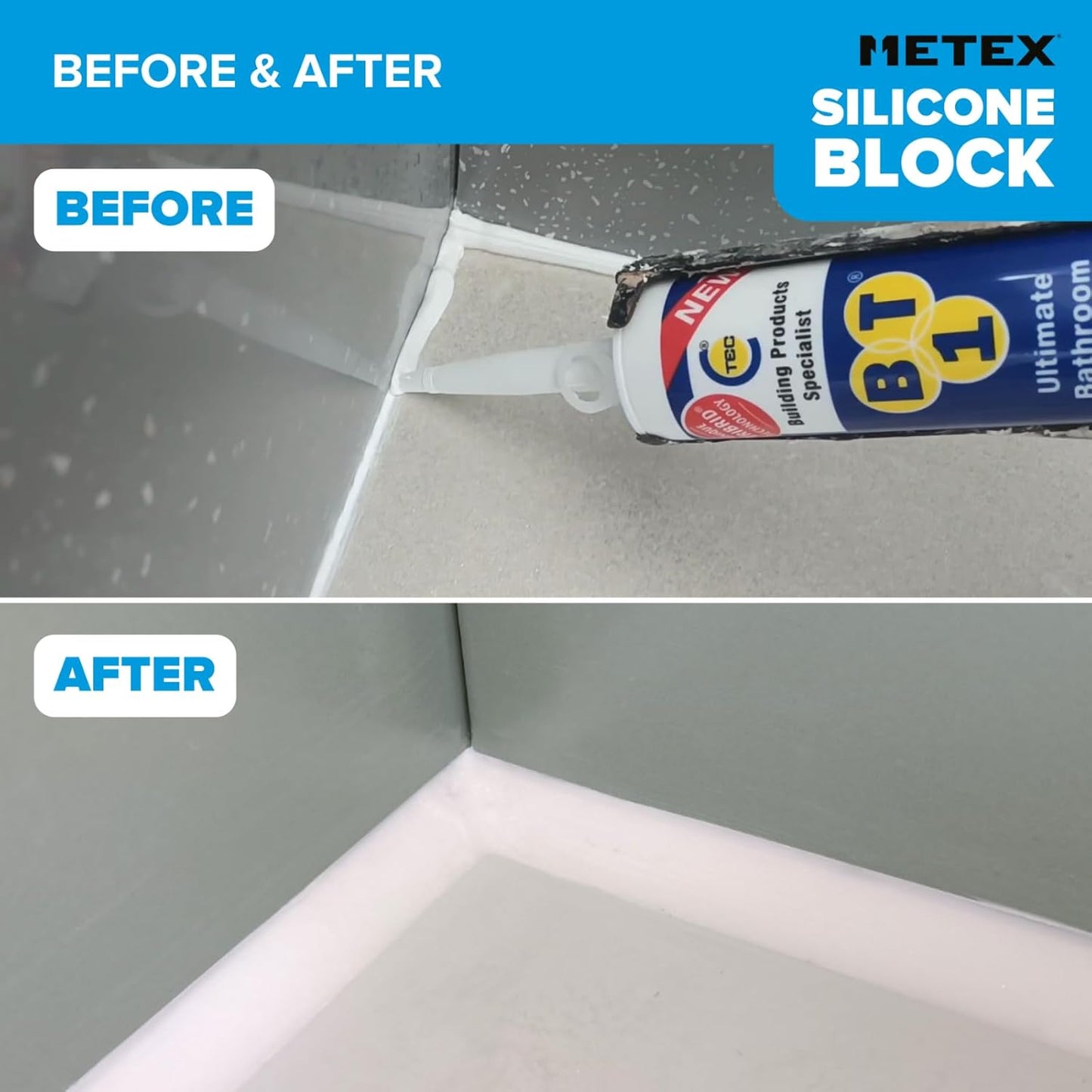 Silicone Block - 5 in 1 Easy Grip Sealant Shaping & Finishing Caulking Tool - Creates A Consistent Width Bead. Sharp & Consistent Internal Corners with A Choice of 6mm Or 8mm Bead