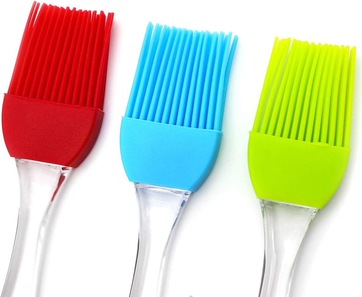 7" Silicone Basting Pastry Brush - Perfect for Oil Butter Spread, Marinades, Baste, BBQ, Grill, Cooking - BPA Free, Food Grade Material, Dishwasher Safe (3, 7 Inches)