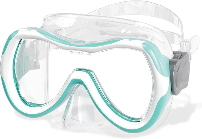 Aegend Kids Swim Mask Goggles, Tempered Glass 180° HD Wide View with Nose Cover