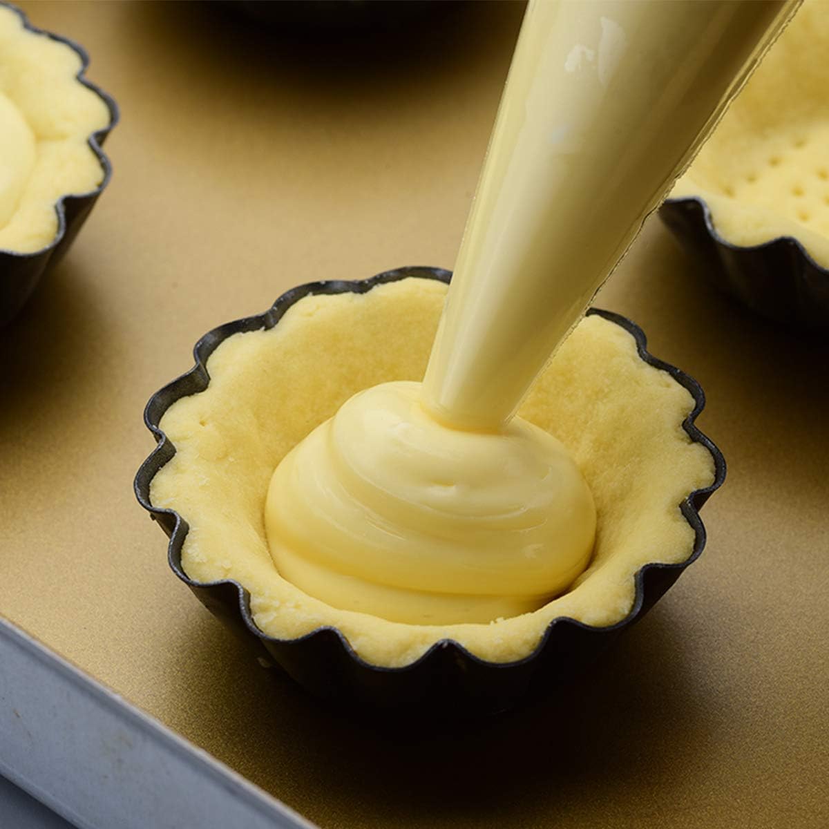 12 Packs Egg Tart Mold, Size 2.6 x 0.9inch, Cupcake Cake Muffin Mold Tin Pan Baking Tool, Carbon Steel