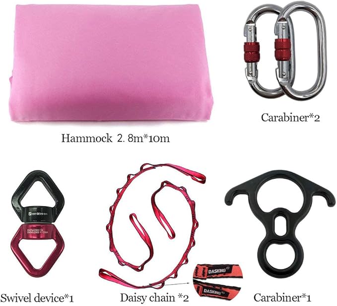 DASKING Aerial Silks Starter Kit - Durable 11Yards of Aerial Yoga Hammock with Hardware, Aerial Swing for Acrobatic Flying Yoga & All Levels (Aerial Rigging Point Up to 14ft)