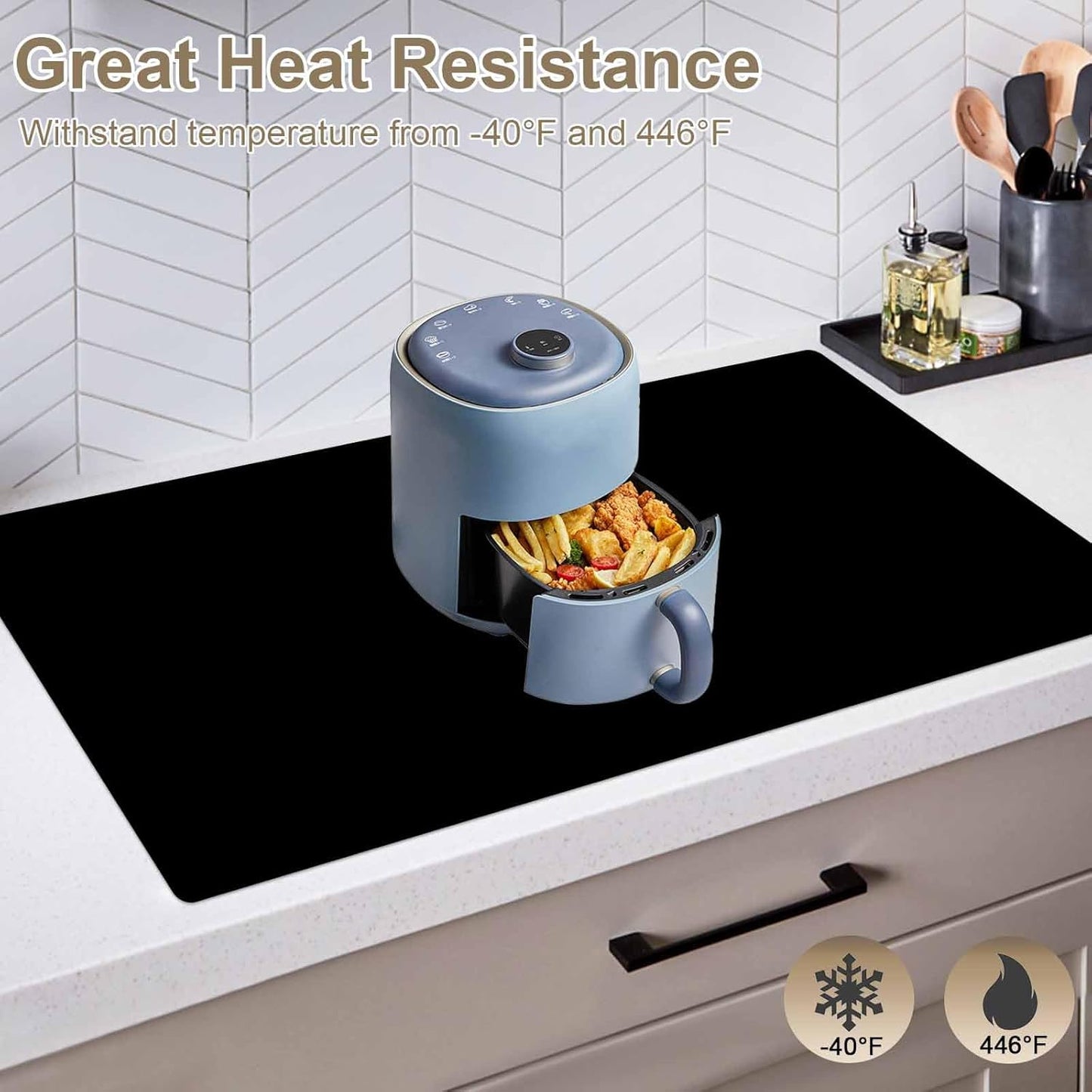 47.2"x23.6"(120cmx60cm) Large Silicone Mat for Kitchen Counter, Non-Slip Heat Resistant Countertop Protector, Waterproof Multipurpose Mat for Kitchen Island, Semitransparent