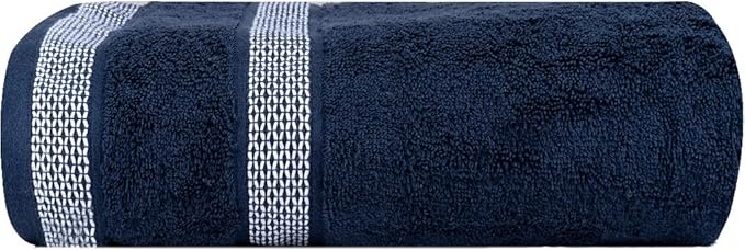 CASA COPENHAGEN Solitaire Towels, 4 Pieces Bath Towel Set- Navy, 600 GSM Designed in Denmark Made of Soft Egyptian Cotton for Bathroom, Kitchen & Shower