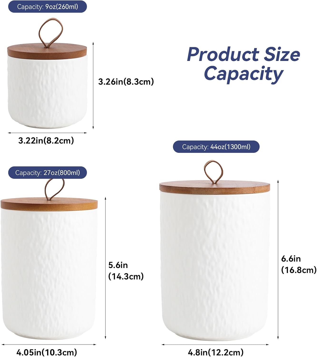 Kitchen Canisters for Countertop, Ceramic Coffee Canisters with Airtight Lids Food Storage Jars Sugar Container for Kitchen Counter Tea, Coffee Beans, Spice (#001White-Set of 3)