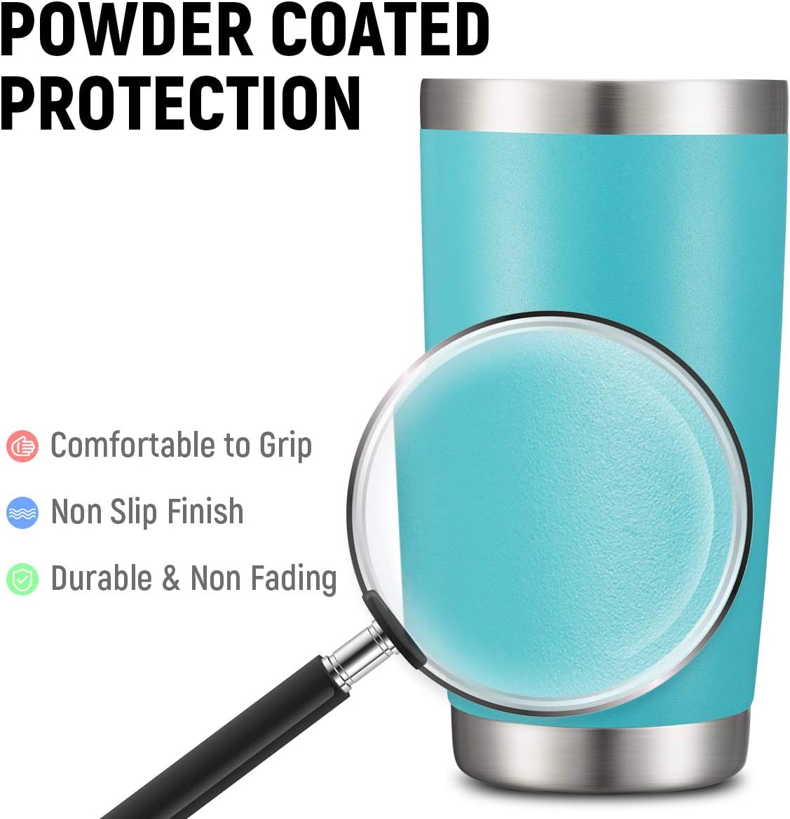 COMOOO 20oz/8Pack Tumbler Double Wall Vacuum Insulated Travel Mug, Stainless Steel Tumbler Bulk with Lid and Straw Insulated Coffee Cup for Cold & Hot Drinks (Light Blue, 8 Pack)