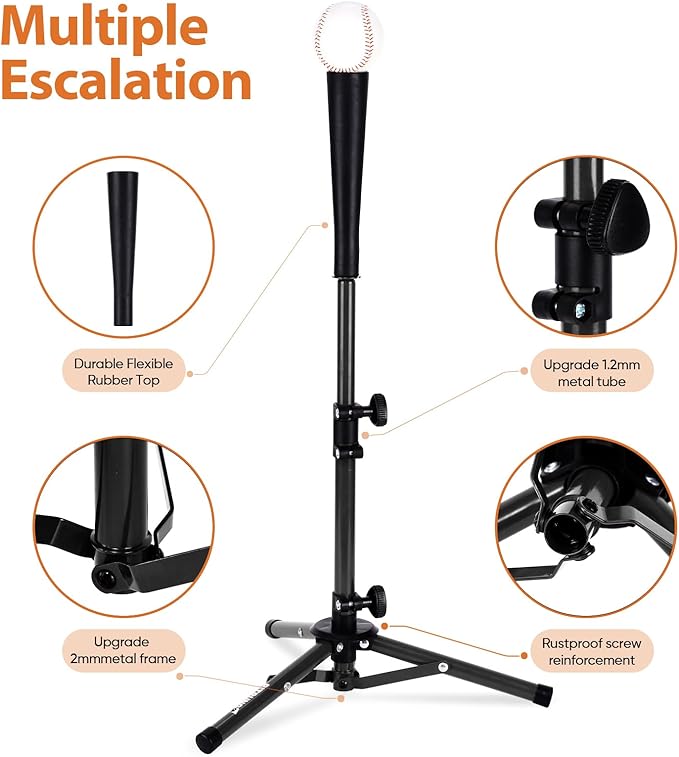 Baseball Softball Tee for Kids Toddles 3-10 Years Batting Hitting Tee T Ball Set Stand for Baseball Trainer Easy Adjustable Height 20.5''-29.5''Portable w/Carry Bag for Indoor Outdoor