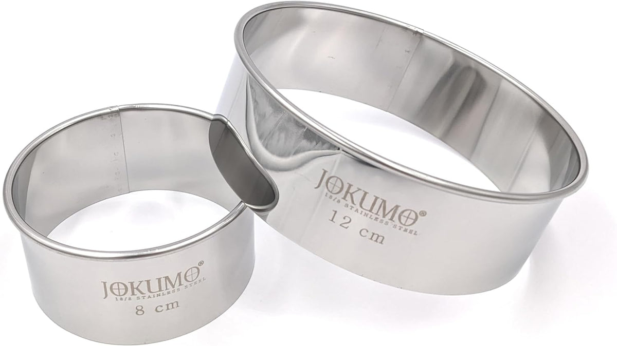 9 Piece Extra Large Chef Grade Plain Round Pastry/Cookie Cutter Set - Extra Thick Premium 18/8 304 Stainless Steel - Marked Size for Professional Chefs and Ambitious Home Cooks